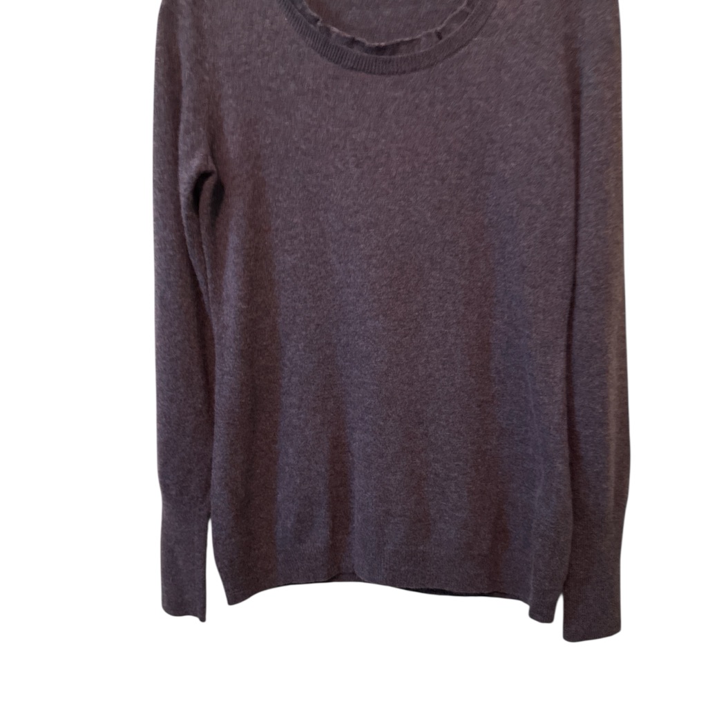 Banana Republic Sweater Womens Sz M Lettuce Neckline Wool Cashmere Blend Gray